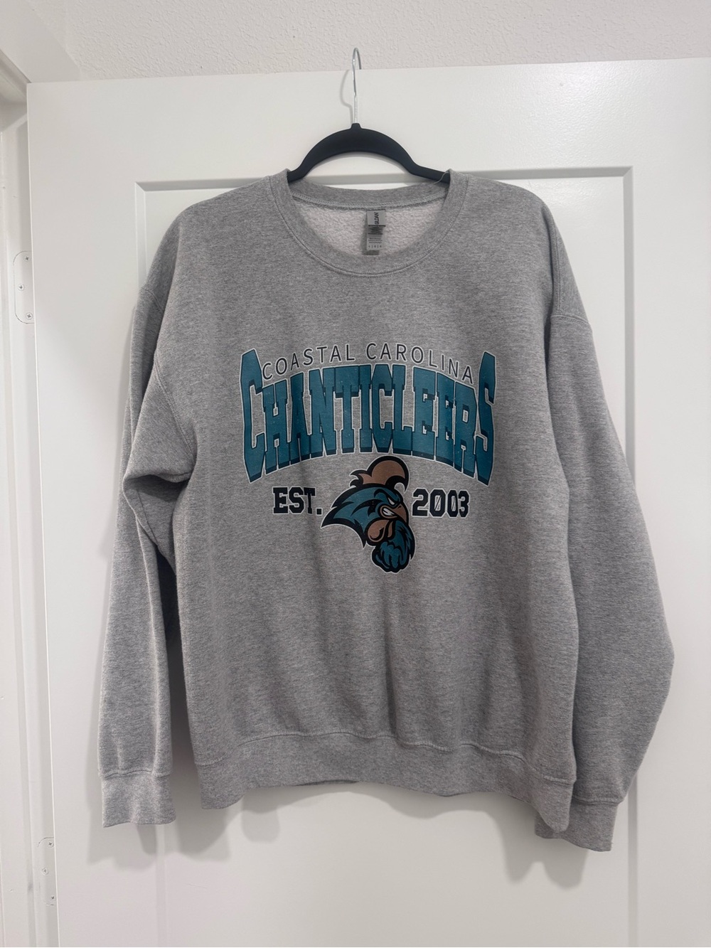 Gildan Gray Crewneck Sweatshirt with Teal Chanticleers Graphic